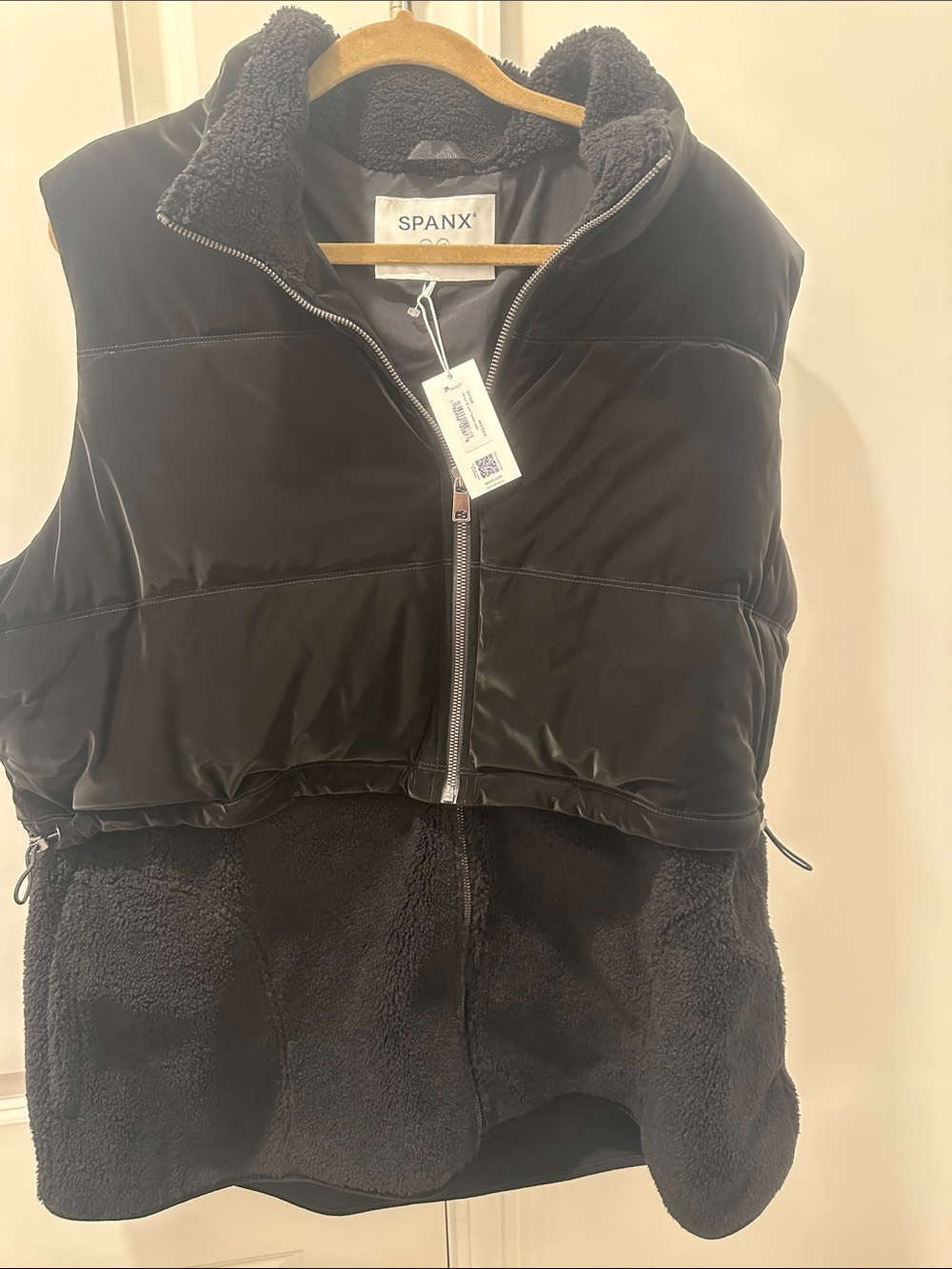 SPANX Black Sherpa-Puffer Hybrid Vest